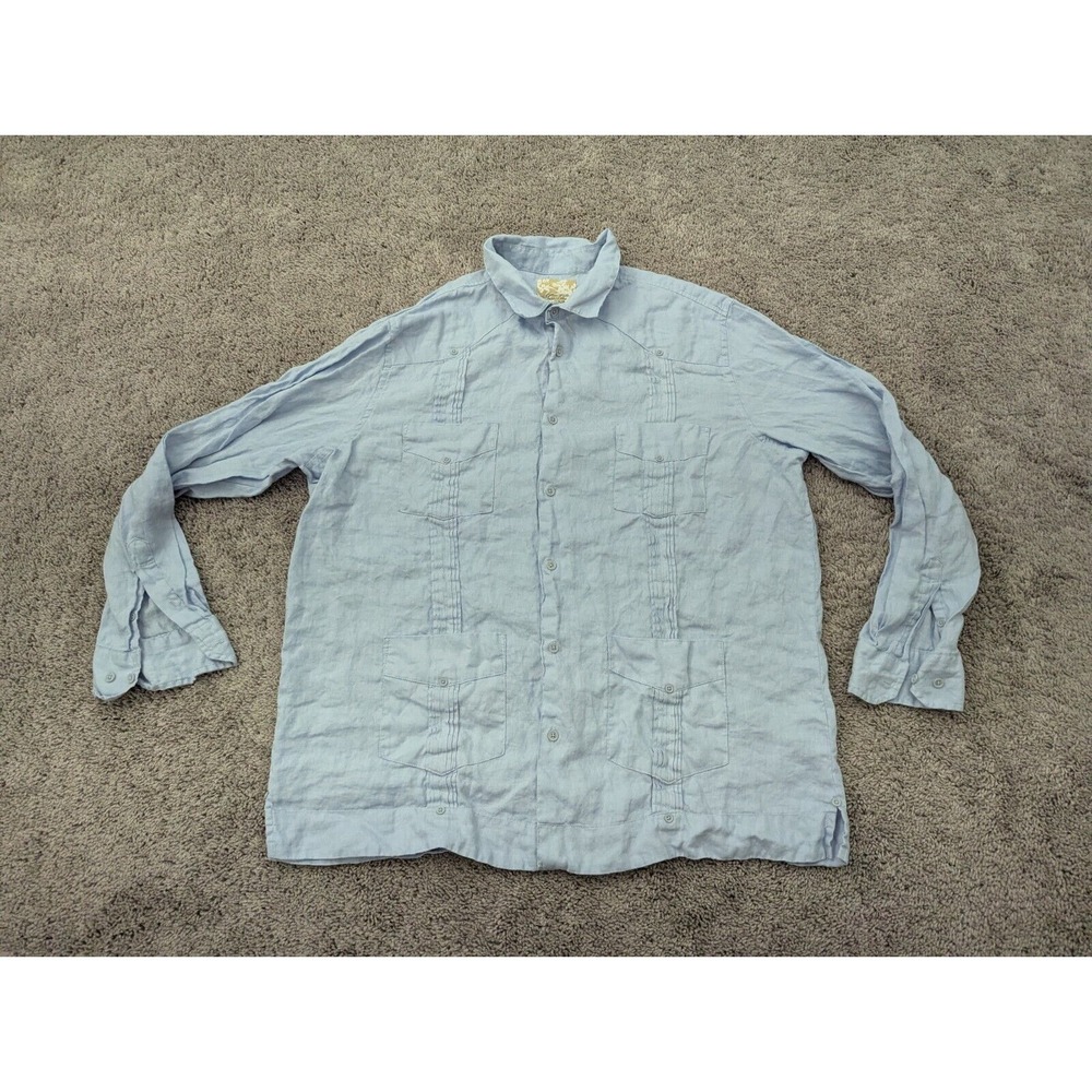 Tasso Elba Island Button Up Shirt Mens‎ XXL Long Sleeve Casual 100% Linen